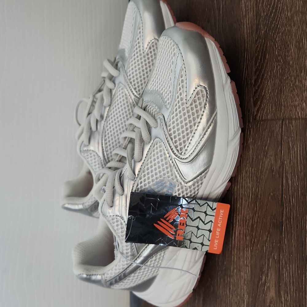 NEW RBX Womens White & Silver Running Shoe, size 7.5
